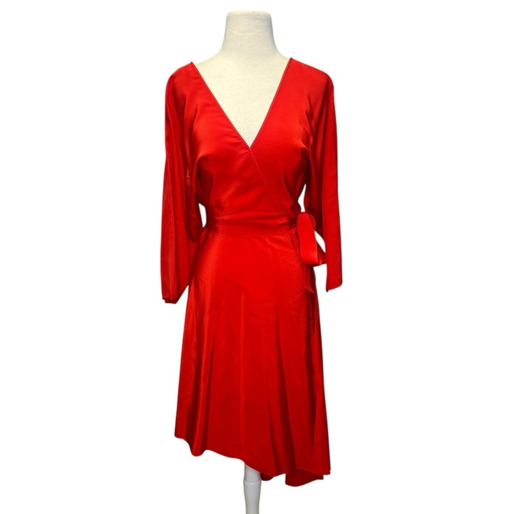 Diane von‎ Furstenberg Eloise Silk Dress XS Red Asymmetrical NWOT Faux Wrap